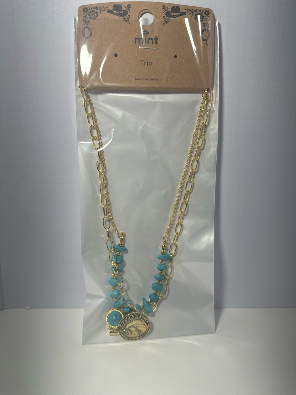Trio Gold & Turquoise Layered Necklace